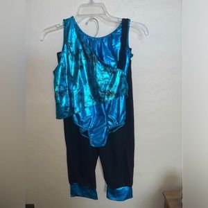 blue/black two piece solo costume